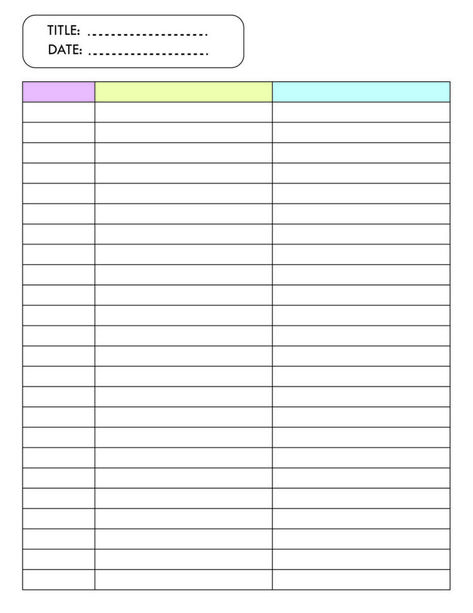 Blank Colorful 3-Column Chart Template After School Schedule, Data Organization, Column Chart, Writing Paper Template, Weekly Schedule Printable, Notes Book, Table Template, Lined Writing Paper, Biology Labs