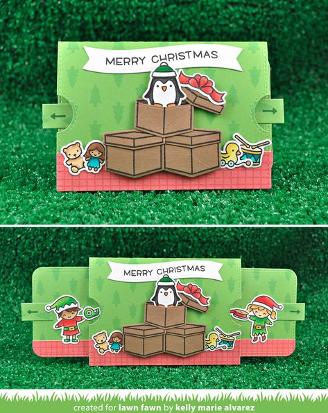 Cutest Christmas Elves Pull Tab Card Pop Up Tutorial, Elf Cards, Paper Engineering, Handmade Project, Christmas Elves, Magical Book, Box Diy, Easy Christmas Crafts, Making Cards