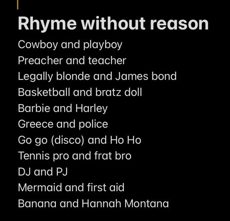 Hoco Character Day Ideas, Rhyme Without A Reason Ideas, Ryme Without Reason Ideas Costume, Ryme Without Reason Day, Rhyme Without Reason Costume Ideas, Spirt Week Ideas Homecoming, Dynamic Dou Spirt Week, Rhyme Without Reason Costume, Rhyme Without Reason