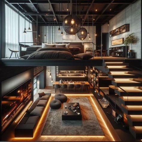 Mezzanine House, Loft Homes, Modern Loft Apartment, Mezzanine Bedroom, Loft House Design, Mezzanine Floor, Stunning Architecture, Tiny House Loft, Floor Bedroom