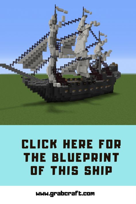 Pirate Ship (The Black Pearl) - Minecraft Blueprint. GrabCraft is your number one source for Minecraft buildings, blueprints, tips, ideas, floor plans! Minecraft Blueprint, Minecraft Building Blueprints, Minecraft Building Guide, The Black Pearl, Minecraft Castle, Diy Minecraft, Minecraft Medieval, Cute Minecraft Houses, Minecraft Plans