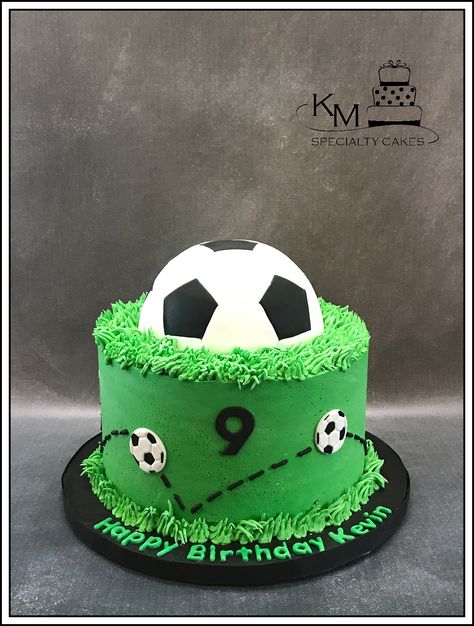 Soccer Ball Cake Soccer First Birthday Cake, 2 Tier Soccer Cake, Soccer Cake Diy, 6th Birthday Cakes Boys, Soccer Cake Design, Soccer Cakes Ideas, Soccer Theme Cake Ideas, Soccer Cake Easy, Soccer Themed Cakes For Boys