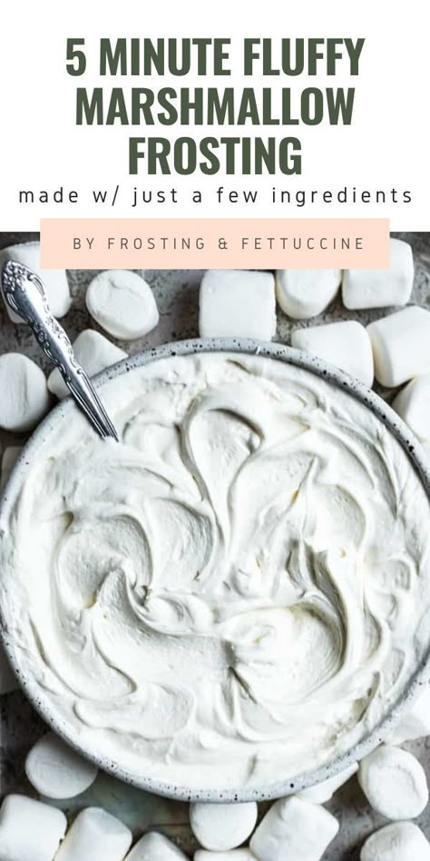 This 5 Minute Fluffy Marshmallow Frosting recipe is perfect for topping cupcakes, frosting cakes, or using on your favorite desserts. It’s simple to make and requires just a few ingredients and is ready in no time! Marshmallow Frosting Using Marshmallows, Marshmallow Frosting Recipe, Marshmallow Creme Frosting, Biscuit Cobbler, Fluff Frosting, Frosting For Cupcakes, Frosting For Chocolate Cupcakes, Marshmallow Frosting Recipes, Marshmallow Fluff Frosting