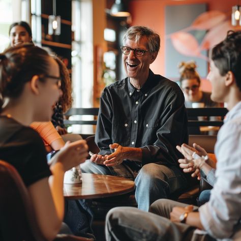 Joyful #Socializing Interaction: A #Community of people enjoy a friendly, engaging #Chat at a cozy and vibrant #Coffeehouse. #Vibrant #AIImage #Photography #CreativeStock ⬇️ Download and 📝 Prompt 👉 https://stockcake.com/i/joyful-group-interaction_405504_407009". A Group Of People, Cozy Cafe, Coffeehouse, Group Of People, Flower Illustration, Coffee House, Music Art, Free Stock Photos, High Quality Images