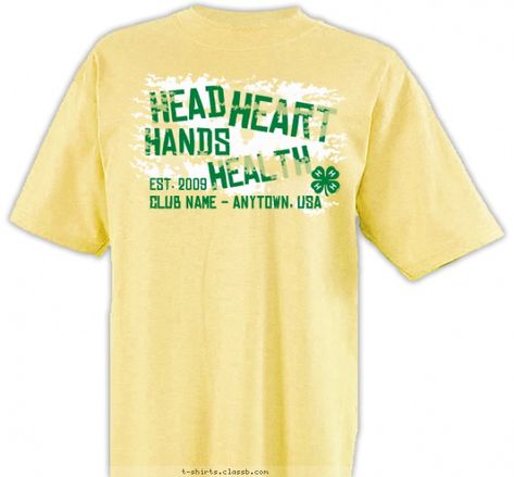 The 4 H's Shirt - 4-H Club Design SP2352 Family Reunion Design, Reunion Design, 4 H Clover, Christmas Songs For Kids, Club Name, Clover Logo, 4 H Club, Life Skills Curriculum, Family Tree Designs