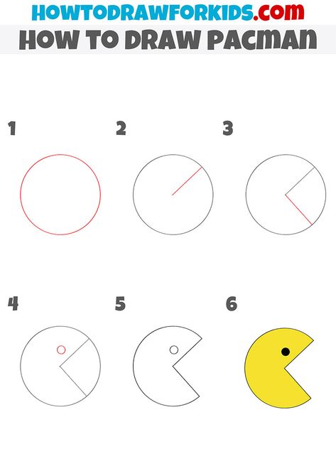 How To Draw Pacman, Pacman Drawing, Diy Sketches, Abstract Painting Diy, Vbs 2023, Drawing Ideas List, How To Draw Steps, Flower Drawing Tutorials, Drawing Tutorials For Kids