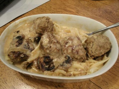 Kummel Klops (German Meatballs). Meatball Bites, German Meatballs, Spaetzle Recipe, German Dishes, On Leave, Meatball Ingredients, German Recipes, Mushroom And Onions, Meatballs Recipe