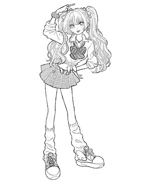 Ai art, art, character, karakter, anime, girl, icon, lineart, line art, coloring base Picklegrl Coloring Page, Gyaru Coloring Page, Y2k Coloring Pages People, Anime Colouring, Manga Coloring Book, Anime Lineart, Detailed Coloring Pages, Coloring Ideas, Cool Coloring Pages