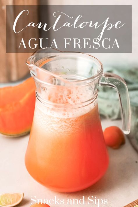 Cantaloupe Drink Recipes, Cantaloupe Agua Fresca Recipe, Cantaloupe Drink, Aqua Fresca Recipes, Melon Drink, Melon Water, Cantaloupe Smoothie, Cantaloupe Recipes, Agua Fresca Recipe