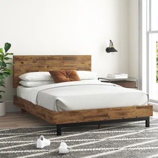 Beds You'll Love | Wayfair.co.uk Rustic Bed Frame, Wood Wardrobe, Wood Facade, Wooden Bed Design, Rustic Bedding, Wood Headboard, Wooden Bed, Wood Slats, King Size Bed