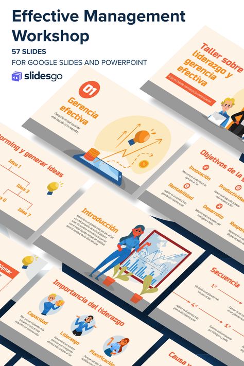 Leadership & Effective Management Workshop Orange Illustration, School Jobs, Education Templates, Powerpoint Design Templates, Leadership Management, Power Point Template, Visual Aid, Illustration Cartoon, Google Slides Themes