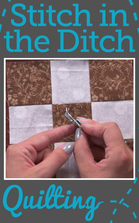 How To Machine Quilt, How To Stitch In The Ditch Quilting, Top Stitching A Quilt, Easy Machine Quilting For Beginners, How To Quilt On A Regular Sewing Machine, First Quilt Project, Stitch In The Ditch Quilting, In The Ditch Quilting, Easy Hand Quilting