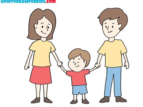 Small Family Pictures, Family Drawing Easy, Family Picture Drawing, Family Drawings, Useful Skills, Tree Drawings Pencil, Animal Rabbit, Easy Drawing Tutorial, Family Drawing