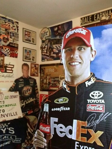 More of my NASCAR room Nascar Room, Denny Hamlin, Themed Rooms, Good Year, Nascar Drivers, Golden State, Room Themes, Nascar, Coca Cola