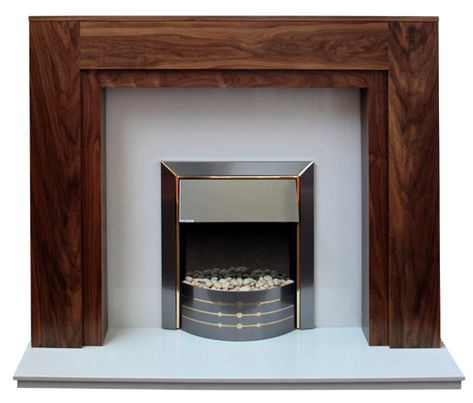 Black Walnut Fireplace Surround, Walnut Fireplace Surround, Walnut Fireplace, Marble Hearth, Inset Electric Fires, Dark Tile, Den Ideas, Fireplace Built Ins, Multi Fuel Stove