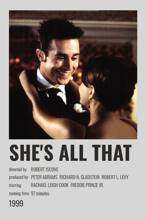 She’s All That Poster, She's All That Movie Poster, Shes All That Poster, Shes All That Movie Poster, Classic Rom Coms, Old Love Movies, She’s All That Movie, She's All That, 2000s Rom Com Aesthetic