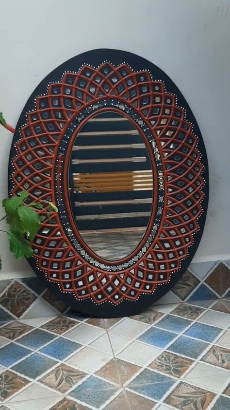 Urban Handicraft on Instagram: "💫Shine your home with this beautiful wall hanging mirror💫.Special MUD MIRROR WORK Decorative Wall Hanging Mirror Art Piece💜 Handmade with…" Mud Mirror Work, Mandala Mirror, Lippon Art, Lipan Art, Wall Hanging Decorations, Mirror Wall Hanging, Stylish Mirror, Wall Hanging Mirror, Mosaic Art Diy