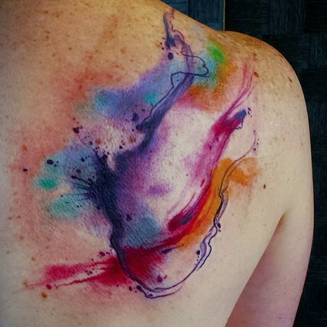 Watercolor tattoo by Johnnymac Watercolor Tattoo Back, Ethereal Watercolor, Watercolor Tattoo Ideas, Tattoo Back, Mini Tattoo, Henna Tattoos, S Tattoo, New Tattoo, Skin Art