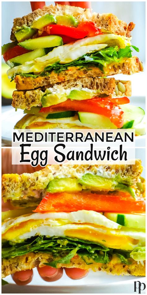 Mediterranean Sandwich Recipes, Egg Sandwich Healthy, Mediterranean Sandwich, Egg Sandwich Recipe, Hummus Sandwich, Healthy Sandwich Recipes, Easy Mediterranean Diet Recipes, Egg Sandwich, Healthy Sandwiches