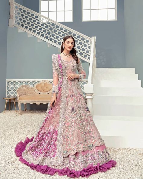 Ahmad Sultan (@ahmad.sultaan) • Instagram photos and videos Reception Dress Pakistani, Waleema Dress, Nameera By Farooq, Pakistani Gown, Bridal Asia, Bridal Clothes, Pakistani Bridal Lehenga, Pastel Pink Dress, Lehenga Dress