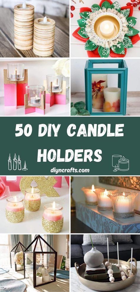 50 DIY Candle Holders Other Uses For Candle Holders, Diy Dinner Candle Holders, Diy Glass Candle Holders Decorating Ideas, Homemade Candle Holders Easy Diy, Advent Candle Holder Diy, Diy Tealight Candle Holders, Resin Candle Holder Diy, Glass Candle Holders Decorating Ideas, Diy Holiday Candle Holders