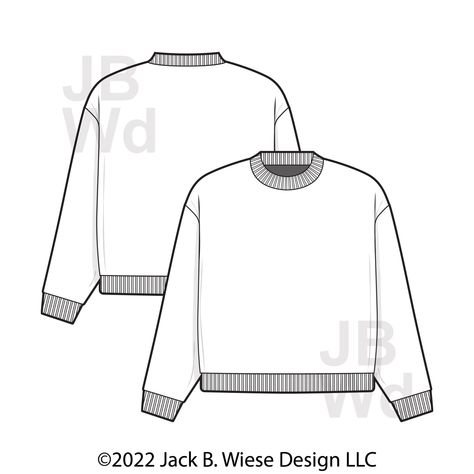 Oversized crewneck sweater flat technical drawing illustration mock-up template for design and tech packs men or unisex fashion CAD streetwear women. Sweater Technical Drawing, Flat Drawings, Tech Pack, Flat Sketches, Winter Shirts, Oversized Knitted Sweaters, Fashion Design Sketches, Oversized Sweater, Streetwear Women