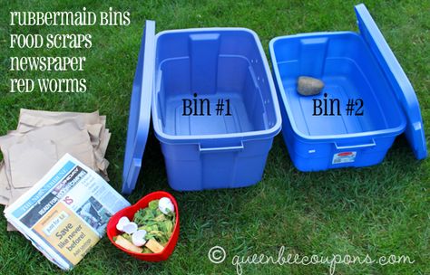 Worm compost bin in 10 easy steps! With video tutorial from my 4-yr-old son Worm Farm Diy, Worm Beds, Worm Composting Bin, Composting Bin, Worm Bin, Red Worms, Pinterest Garden, Worm Composting, Worm Farm