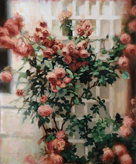 Rose Bush Drawing, Rose Bush Painting, Bush Painting, Entry Art, Bush Drawing, Gcse Photography, Portraiture Art, Climbing Rose, Painting Competition