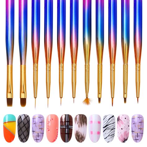 Fan Painting, Pen Nail Art, Drawing Brush, Business Nails, Unghie Nail Art, Nail Courses, Manicure Nail Art, Nail Techniques, Nail Art For Beginners