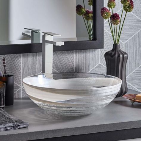 Roma | Murano Glass Vessel Bathroom Sink - Native Trails Basic Bathroom, Bathroom Vessel Sinks, Glass Bathroom Sink, Led Light Mirror, Montana Cabin, Glass Vessel Sinks, Bath Powder, Double Shower, Glass Sink