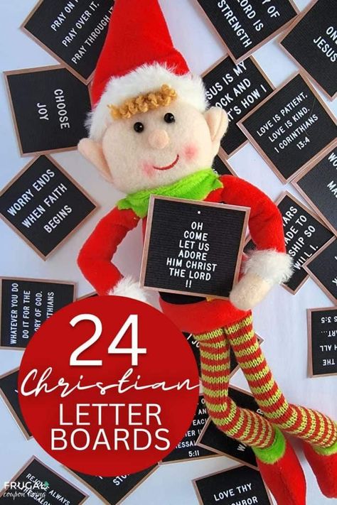 Elf Jesus-Style! This Christmas season encourage your child with these 24 Christian Letter Board, advent calendar Bible verses and Jesus inspired printables. Use with your Elf on the Shelf or Christian Elf alternative ideas. New Elf on the Shelf ideas daily plus free Elf on the Shelf printables. #FrugalCouponLiving #ElfontheShelf Christian Letter Board, Advent Calendar Bible Verses, Letter Board Sayings, Fun Holiday Games, Elf Letter, Elf Notes, Board Sayings, Christmas Devotional, Elf Letters