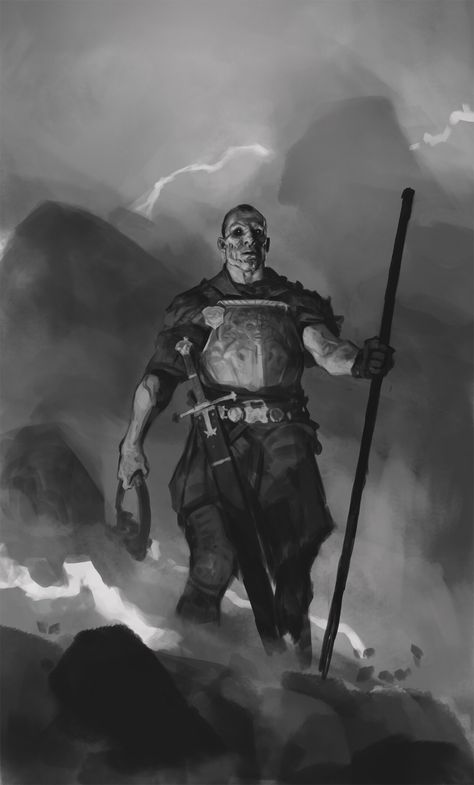 Monochromatic Art, Black And White Artwork, Dnd Art, Dungeons And Dragons Homebrew, Fantasy Male, Scary Art, Fantasy Concept Art, Warhammer Fantasy, Fantasy Warrior