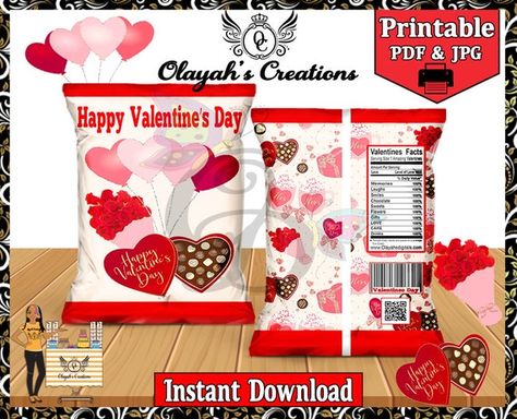 Happy Valentines Day Printable, Brochure Paper, Adhesive Paper, Double Sided Adhesive, Printer Paper, Happy Valentines, Favor Bags, Goodie Bags, Chip Bag