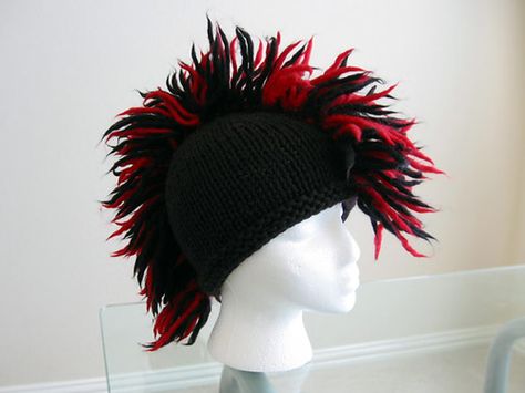 Mohawk Crochet Hat, Crochet Mohawk, Charlie Brown Costume, Punk Mohawk, Happy Hat, Yarn Hats, Crochet Winter, Hat Ideas, Stamp Art