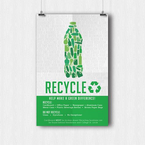 Campus Recycling Poster on Behance Recycled Posters Ideas, Recycle Illustration Design, Recycle Design Poster, Recycling Graphic Design, Recycle Design Graphic, Recycle Graphic Design, Go Green Poster Design, Recycle Poster Design, Poster Design Green