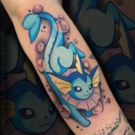 Vaporeon Tattoo, Pokemon Tattoo Ideas, Pokeball Tattoo, Ottawa Tattoo, Flareon Pokemon, Illustrative Tattoos, Pokemon Tattoos, 151 Pokemon, Trending Tattoo