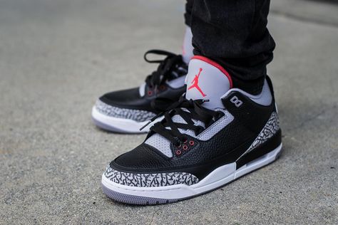 2018 Air Jordan 3 Black Cement On Feet on foot photo Jordan 3 Cement, Jordan 3 Outfit, Jordan 3 Black, Jordan 3 Black Cement, Jordan 3s, Jordans For Sale, White Nike Shoes, Jordan Shoes Retro, Black Jordans