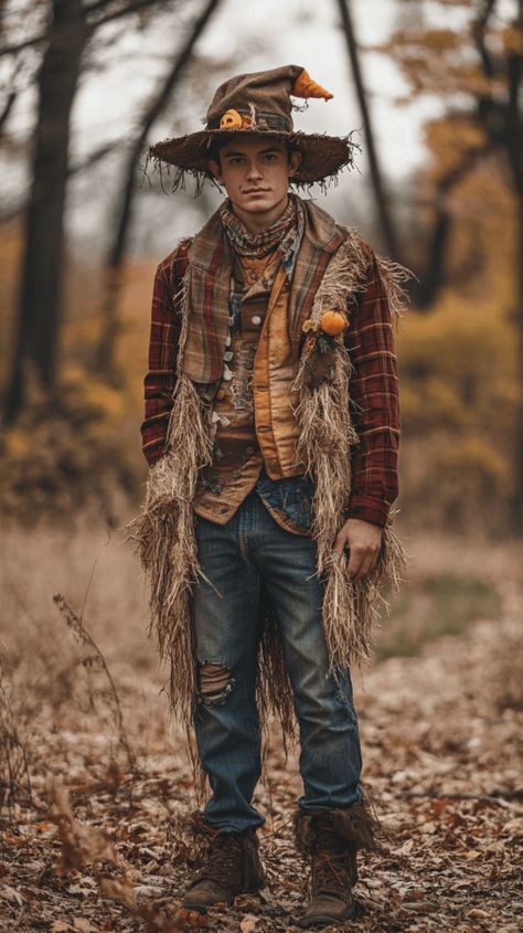 scarecrow halloween costume for guys Dead Farmer Costume, Boho Cowboy Outfits, Scarecrow Costume Men, Mens Scarecrow Costume, Halloween Costume For Guys, Lumberjack Halloween, Halloween Costumes For Guys, Costumes For Guys, Scarecrow Halloween Costume