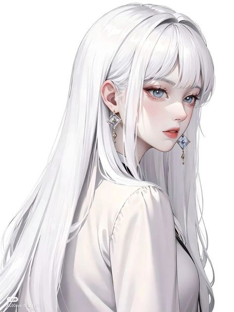 White Hair Oc Girl, Anime Oc Female White Hair, White Hair Character Design Female, White Hair Anime Female, White Haired Anime Female, Girl Wallpapers, Anime Ninja, Japon Illustration, Anime Guys Shirtless