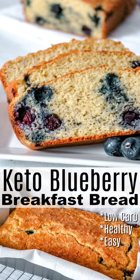 Keto Blueberry Bread, Blueberry Bread Recipe, Keto Blueberry, Postre Keto, Blueberry Breakfast, Blueberry Bread, Keto Snack, Low Carb Dessert, Bread Recipes Sweet