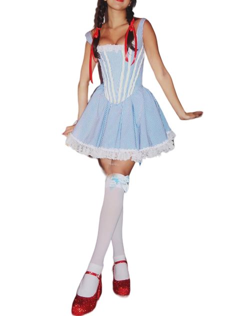 PRICES MAY VARY. Material:Halloween Costume is made of 95% Ployester and 5% Spandex, breathable, skin-friendly ,comfortable and breathable to wear Feature:Cosplay costume, square neck, tie-up design on the front,blue white plaid pattern,lace patchwork design a-line dress,halloween costumes for women,adult princess costumes for women,women fairy costume Occasion:Ideal for both indoor and outdoor events, Halloween,perfect for cosplay, masquerade, stage show, photography,party also suitable forholi Scary Dorothy Costume, Womens Spongebob Costume, Dramatic Halloween Costumes, Goth Barbie Costume, Dorthy Costume Ideas, Women’s Cute Halloween Costumes, Dorthy Costume, Coolest Costumes, Wicked 2024