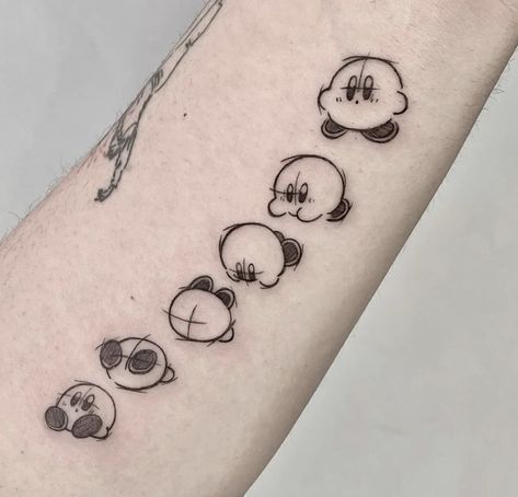 Video Game Tattoo Ideas, Game Tattoo Ideas, Kirby Tattoo, Super Mario Tattoo, Justin Tattoo, Infinity Tattoo With Feather, Game Tattoo, Pokemon Tattoos, Pokemon World