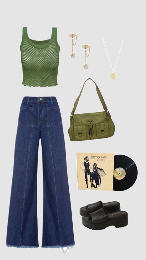 Fashion Outfits Green, Blue Outfits Aesthetic, Dark Blue Jeans Outfit, Blue Jeans Outfit, Rachel Green Style, Blue Outfits, Blue Jean Outfits, Jeans Summer, 2000s Fashion Outfits