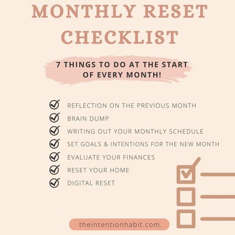 ✨ A new month is the perfect time for a fresh start. Use this monthly reset checklist to realign with your goals and set the tone for the weeks ahead. How do you reset each month? 🌸 #MonthlyReset #FreshStart #WellnessRoutine #resetyourself Reset Checklist, Monthly Reset, Todo List, Wellness Routine, A Fresh Start, Brain Dump, Index Cards, New Month, Fresh Start