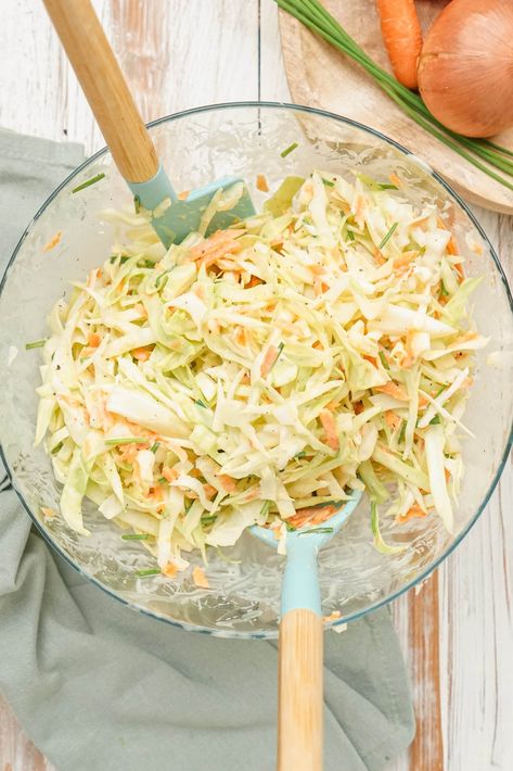 Classic Coleslaw Recipe - Lauren's Latest Coke Slaw, Homemade Coleslaw Dressing, Classic Coleslaw Recipe, Coleslaw Dressing Recipe, Classic Coleslaw, Cheap Healthy Dinners, Applesauce Bread, Homemade Coleslaw, Cheap Healthy