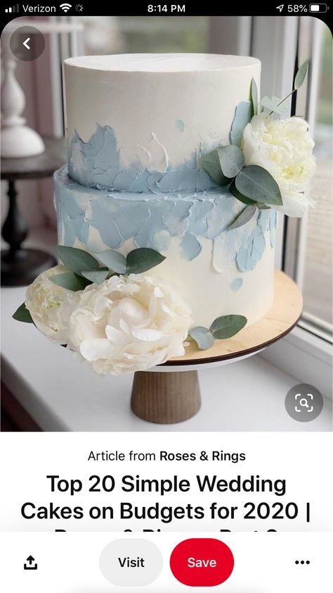 Simple Wedding Cakes, Wedding Cake Tree, Blue Wedding Cake, Buttercream Wedding Cake, Tiered Cake, Wedding Cakes Blue, Wedding Cakes With Cupcakes, Simple Wedding Cake, Dusty Blue Weddings