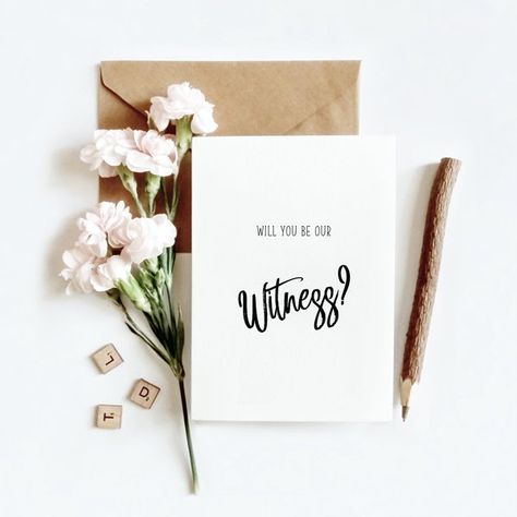 Will You Be Our Witness, Witness Card, Witness Proposal, Wedding Witness Proposal Card, Elope Witness Card, Will You Witness Our Wedding by huecompleteme on Etsy Ring Bearer Card, Wedding Officiant Gift, Groomsman Card, Flower Girl Card, Bride Card, Be My Groomsman, Asking Bridesmaids, Be My Bridesmaid Cards, Bridesmaid Box