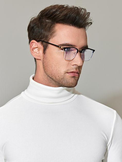 Collar  PC   Embellished   Men Accessories Men’s Prescription Glasses, Square Face Glasses Men, Wayfarer Glasses Mens, Glasses For Square Face Men, Square Glasses Frames Men, Men’s Glasses Frames, Men Wearing Glasses, Glasses For Square Face, Men Glasses Style