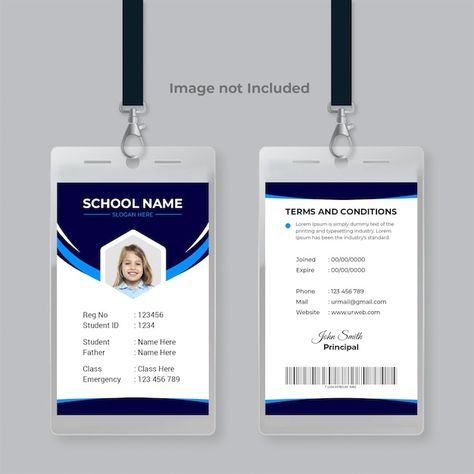 School id card template | Premium Psd #Freepik #psd School Id Card Template, Student Id Card Template, Student Id Card, Student Card, Company Id, School Id, Passport Online, Name Card Design, Id Card Template