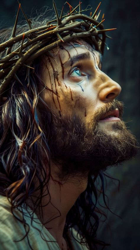 Pics Of Jesus Christ, Jesus With Thorn Crown, Jesus Painting Ideas, Pics Of God, Photos Of Jesus Christ, Jesus Reference, Jesus Crucifixion Pictures, Jesus Photos, Tattoo God